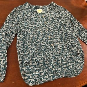 Maeve Dark Green Tiger Print Button Up Size 12